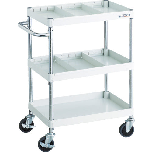 TRUSCO ツールワゴン フェニックスワゴン 省音 600X400 仕切2段付 ホワイト