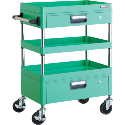 TRUSCO ツールワゴン フェニックスワゴン 省音 600X400XH880 引出付 ヤンググリーン