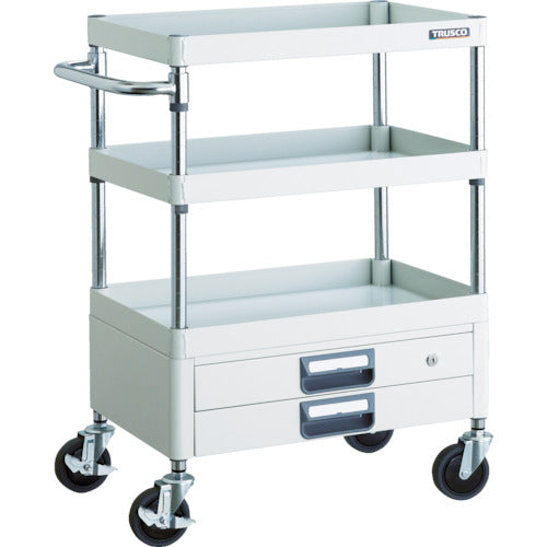 TRUSCO ツールワゴン フェニックスワゴン 省音 600X400XH880 2段引出付 ホワイト