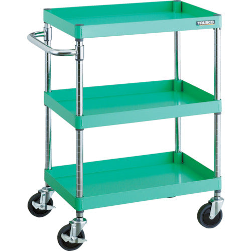 TRUSCO ツールワゴン フェニックスワゴン 省音 600X400XH880 3段 ヤンググリーン