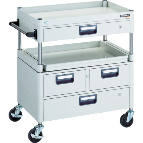 TRUSCO ツールワゴン フェニックスワゴン 省音 750X500 H880 引出付 スライド1段 ホワイト