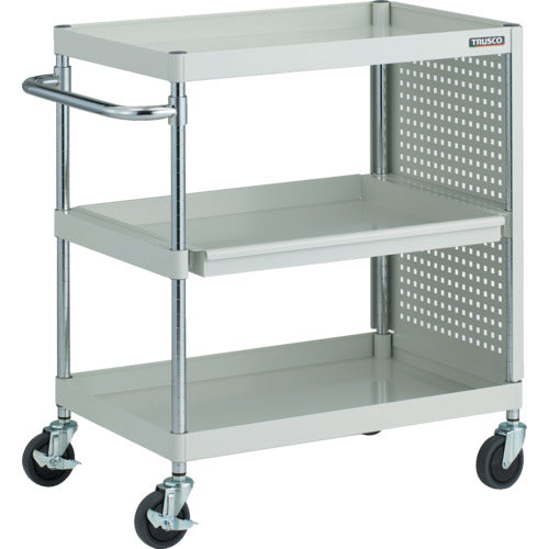 TRUSCO ツールワゴン フェニックスワゴン 抗菌 省音 750X500 スライド1段 側面パネル付 ホワイト