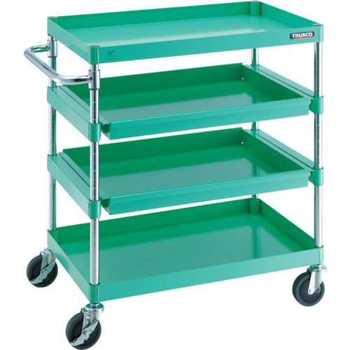 TRUSCO ツールワゴン フェニックスワゴン 省音 750X500 4段 スライド2段付 ヤンググリーン