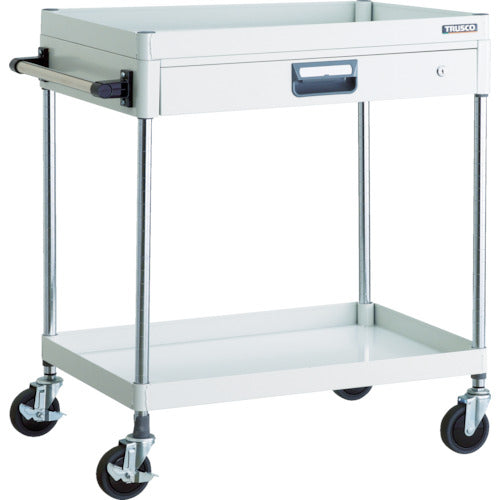 TRUSCO ツールワゴン フェニックスワゴン 省音 750X500 薄型1段引出付 ホワイト