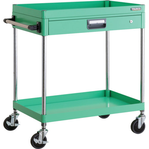 TRUSCO ツールワゴン フェニックスワゴン 省音 750X500 薄型1段引出付 ヤンググリーン