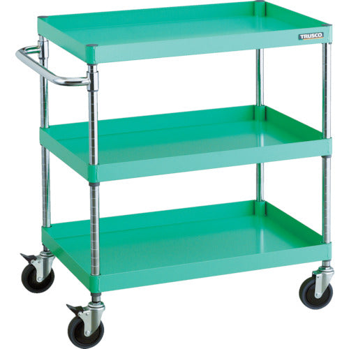 TRUSCO ツールワゴン フェニックスワゴン 省音 750X500XH880 3段 ヤンググリーン