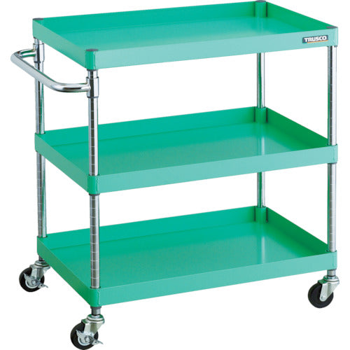 TRUSCO ツールワゴン フェニックスワゴン 750X500 3段 Φ75ゴム車輪 ヤンググリーン