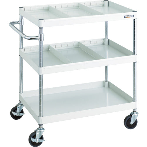 TRUSCO ツールワゴン フェニックスワゴン 省音 750X500 仕切2段付 ホワイト