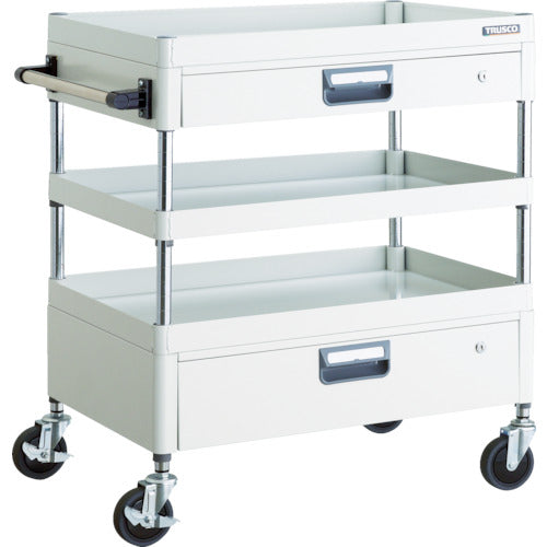 TRUSCO ツールワゴン フェニックスワゴン 省音 750X500XH880 引出付 ホワイト