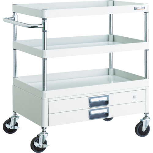 TRUSCO ツールワゴン フェニックスワゴン 省音 750X500XH880 2段引出付 ホワイト