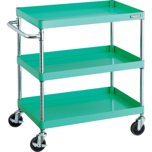 TRUSCO ツールワゴン フェニックスワゴン 省音 750X500XH880 3段 ヤンググリーン