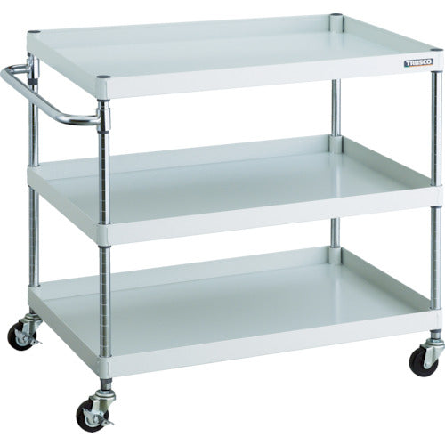 TRUSCO ツールワゴン フェニックスワゴン 900X600 3段 Φ75ゴム車輪 ホワイト