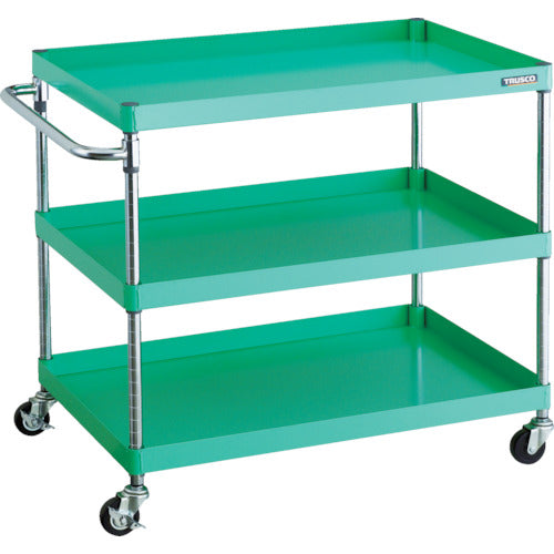 TRUSCO ツールワゴン フェニックスワゴン 900X600 3段 Φ75ゴム車輪 ヤンググリーン