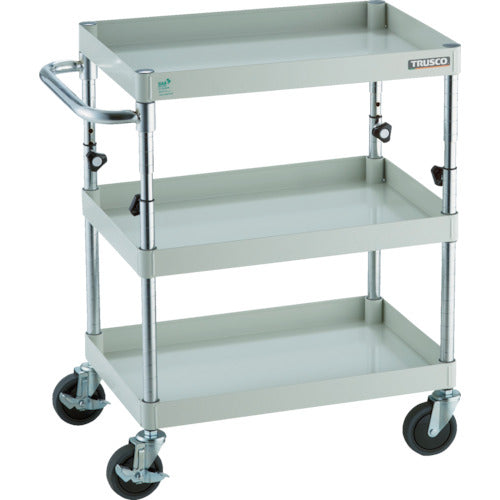 TRUSCO ツールワゴン フェニックスワゴン 省音 600X400XH700~950 3段 ホワイト