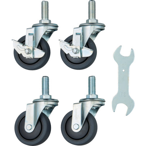 TRUSCO スチール製ワゴン用キャスターセット ツールワゴン フェニックスワゴン用 75Φ エラストマー 省音タイプ