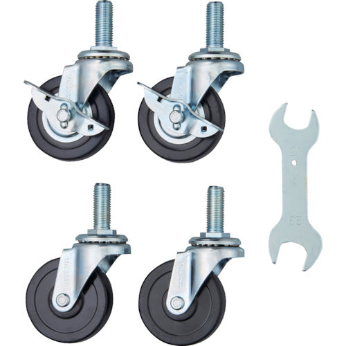 TRUSCO スチール製ワゴン用キャスターセット ツールワゴン フェニックスワゴン用 75Φ ゴム エコノミータイプ