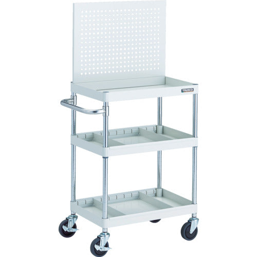 TRUSCO ツールワゴン フェニックスワゴン 省音 600X400 仕切2段付 上部パンチングパネル仕様 ホワイト