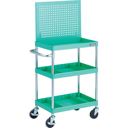 TRUSCO ツールワゴン フェニックスワゴン 省音 600X400 仕切2段付 上部パンチングパネル仕様 ヤンググリーン