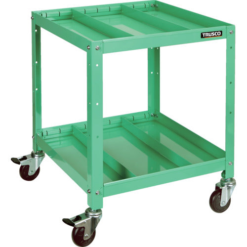 TRUSCO ツールワゴン ラビットワゴン 500X500 仕切2段付 ゴム車輪 ヤンググリーン
