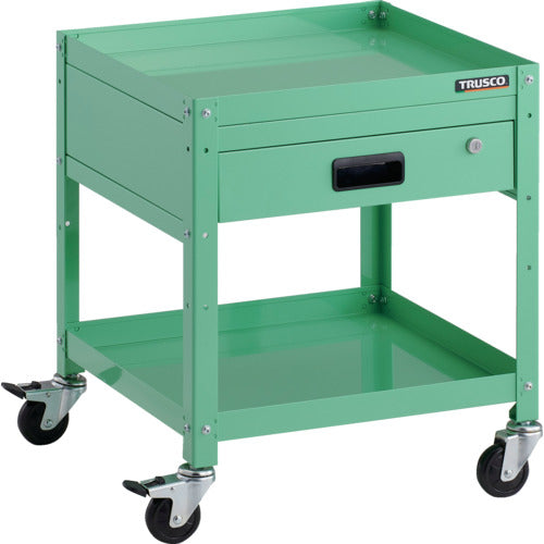 TRUSCO ツールワゴン ラビットワゴン 500X500 引出1段付 ゴム車輪 ヤンググリーン