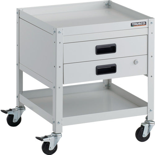 TRUSCO ツールワゴン ラビットワゴン 500X500 引出2段付 ゴム車輪 ホワイト