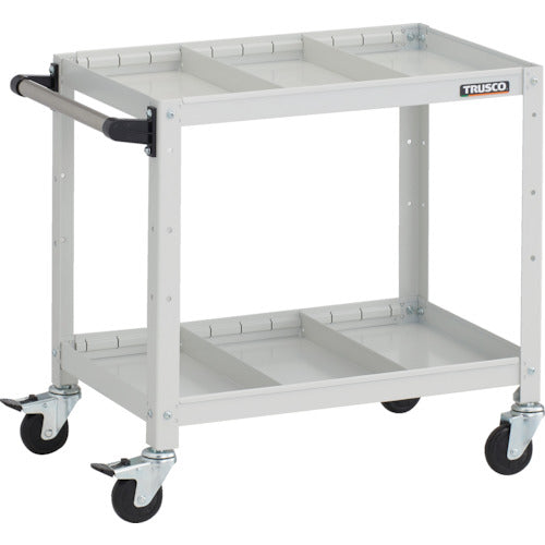 TRUSCO ツールワゴン ラビットワゴン 600X400XH600 2段 仕切板2段付 ハンドル付 ゴム車輪 ホワイト