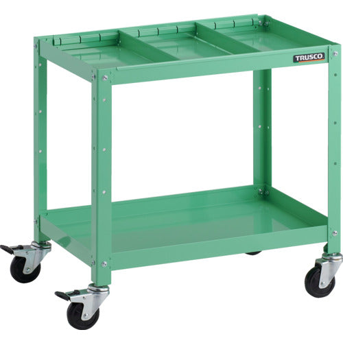 TRUSCO ツールワゴン ラビットワゴン 600X400 仕切2段付 ゴム車輪 ヤンググリーン