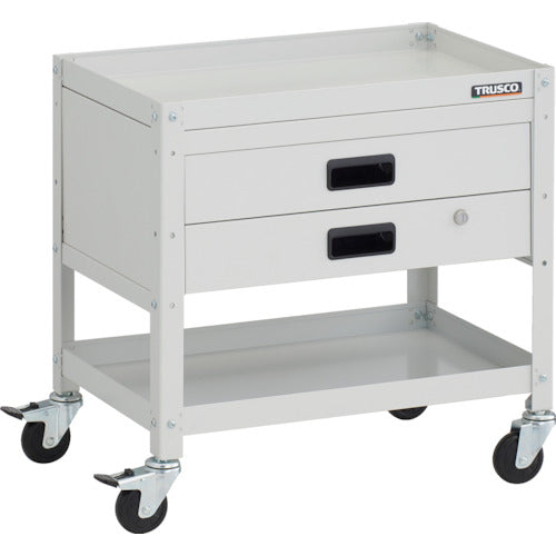 TRUSCO ツールワゴン ラビットワゴン 600X400XH600 2段 2段引出 ゴム車輪 ホワイト