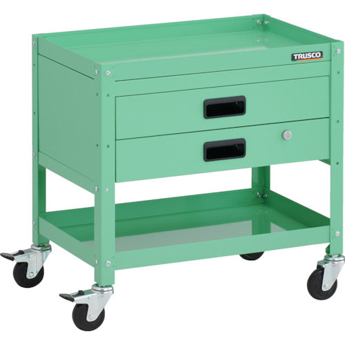 TRUSCO ツールワゴン ラビットワゴン 600X400XH600 2段 2段引出 ゴム車輪 ヤンググリーン