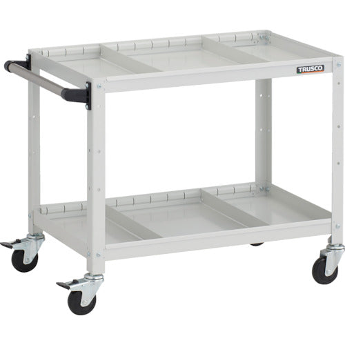 TRUSCO ツールワゴン ラビットワゴン 700X450XH600 2段 仕切板2段付 ハンドル付 ゴム車輪 ホワイト