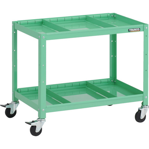 TRUSCO ツールワゴン ラビットワゴン 700X450XH600 2段 仕切板2段付 ゴム車輪 ヤンググリーン