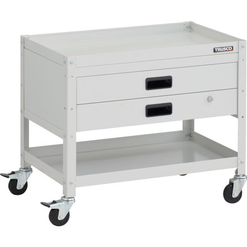 TRUSCO ツールワゴン ラビットワゴン 700X450XH600 2段 2段引出付 ゴム車輪 ホワイト