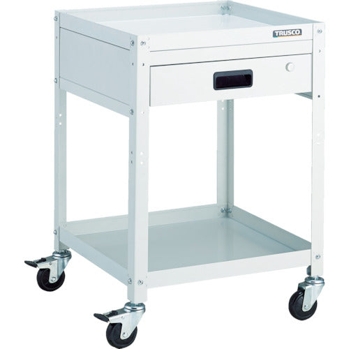 TRUSCO ツールワゴン ラビットワゴン 500X500 引出1段付 ゴム車輪 ホワイト