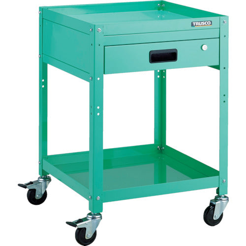 TRUSCO ツールワゴン ラビットワゴン 500X500 引出1段付 ゴム車輪 ヤンググリーン