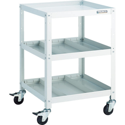 TRUSCO ツールワゴン ラビットワゴン 500X500 仕切2段付 ゴム車輪 ホワイト