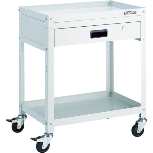 TRUSCO ツールワゴン ラビットワゴン 600X400 引出1段付 ゴム車輪 ホワイト