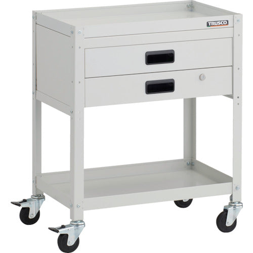 TRUSCO ツールワゴン ラビットワゴン 600X400XH740 2段引出付 ゴム車輪 ホワイト