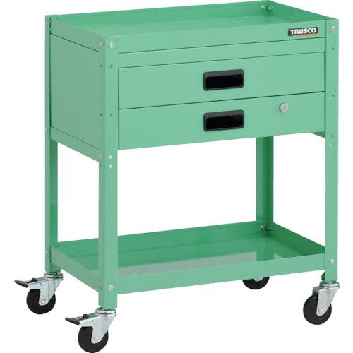 TRUSCO ツールワゴン ラビットワゴン 600X400XH740 2段引出付 ゴム車輪 ヤンググリーン