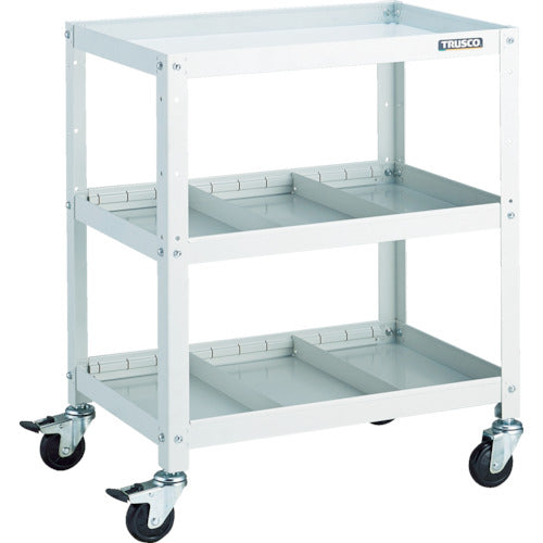 TRUSCO ツールワゴン ラビットワゴン 600X400 仕切2段付 ゴム車輪 ホワイト