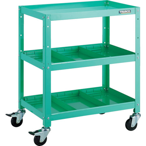 TRUSCO ツールワゴン ラビットワゴン 600X400 仕切2段付 ゴム車輪 ヤンググリーン