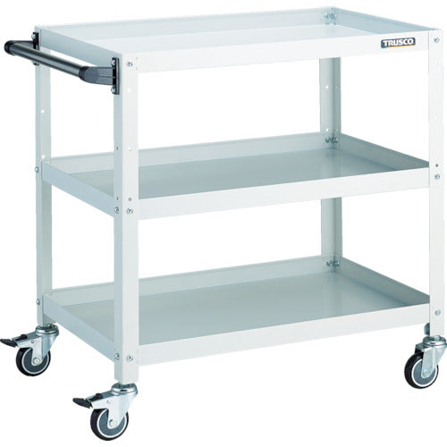 TRUSCO ツールワゴン ラビットワゴン 700×450×H740 ハンドル付 ウレタン車輪 ホワイト