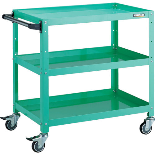 TRUSCO ツールワゴン ラビットワゴン 700×450×H740 ハンドル付 ウレタン車輪 ヤンググリーン
