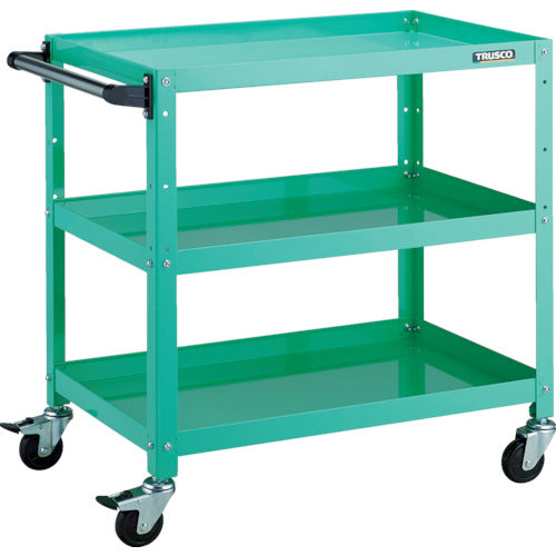 TRUSCO ツールワゴン ラビットワゴン 700X450 ハンドル付 ゴム車輪 ヤンググリーン