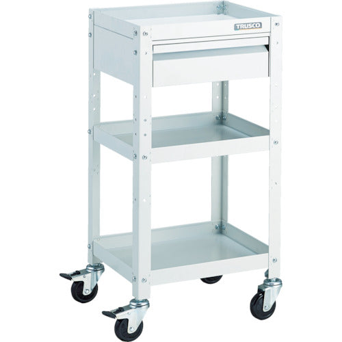 TRUSCO ツールワゴン ラビットワゴン 400X350 引出1段付 ゴム車輪 ホワイト