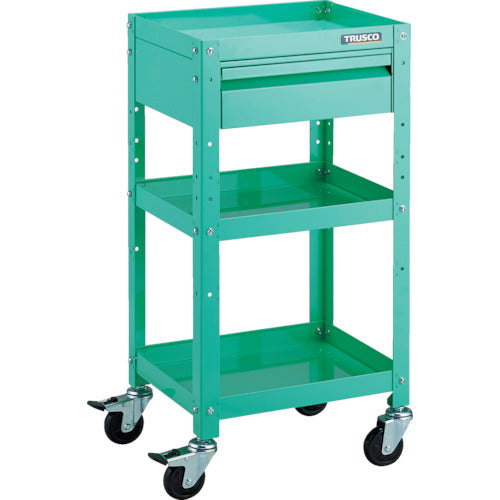 TRUSCO ツールワゴン ラビットワゴン 400X350 引出1段付 ゴム車輪 ヤンググリーン