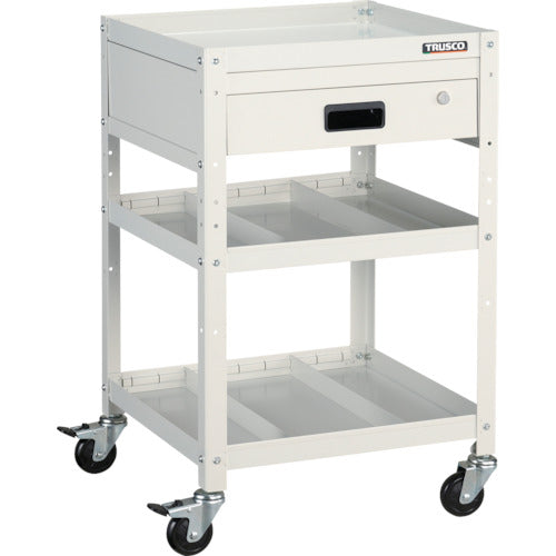 TRUSCO ツールワゴン ラビットワゴン 500X500 引出1段 仕切2段付 ホワイト