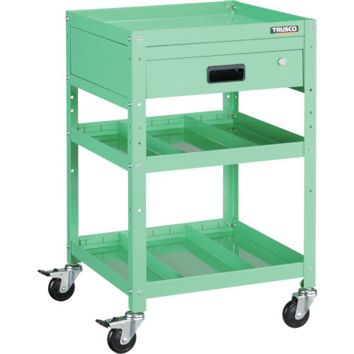 TRUSCO ツールワゴン ラビットワゴン 500X500 引出1段 仕切2段付 ヤンググリーン