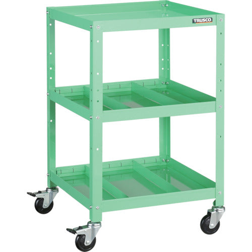 TRUSCO ツールワゴン ラビットワゴン 500X500 仕切2段付 ヤンググリーン