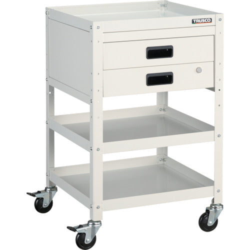 TRUSCO ツールワゴン ラビットワゴン 500X500 引出2段付 ホワイト