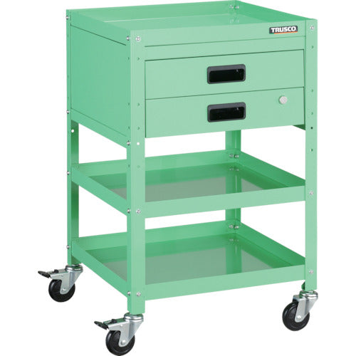 TRUSCO ツールワゴン ラビットワゴン 500X500 引出2段付 ヤンググリーン
